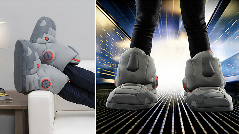 Illustration for article titled Giant Robot Sound Effect Slippers Make Your Cyborg Fantasies Come True